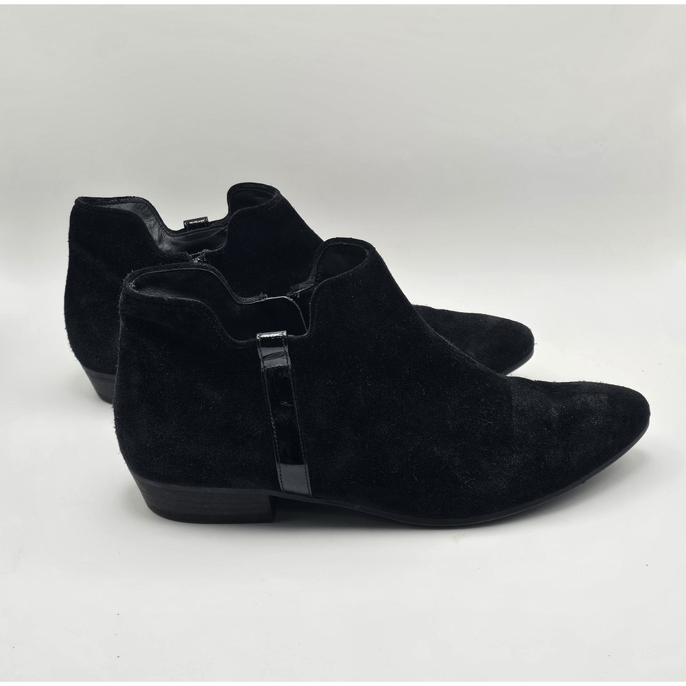 Paul Green Women's Ankle Boots Size 7.5 Black Suede Bootie Low Block Heel Casual